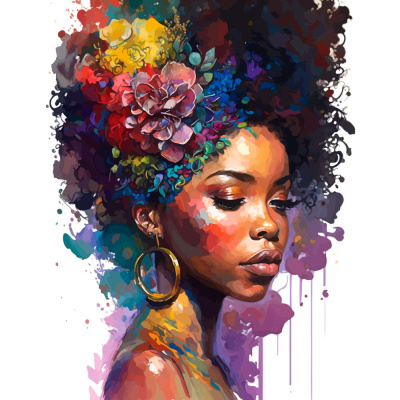 Алмазная мозаика Девушка в ярких красках 27 цветов 30 х 40 см подрамник Рыжий кот НД-8599 1